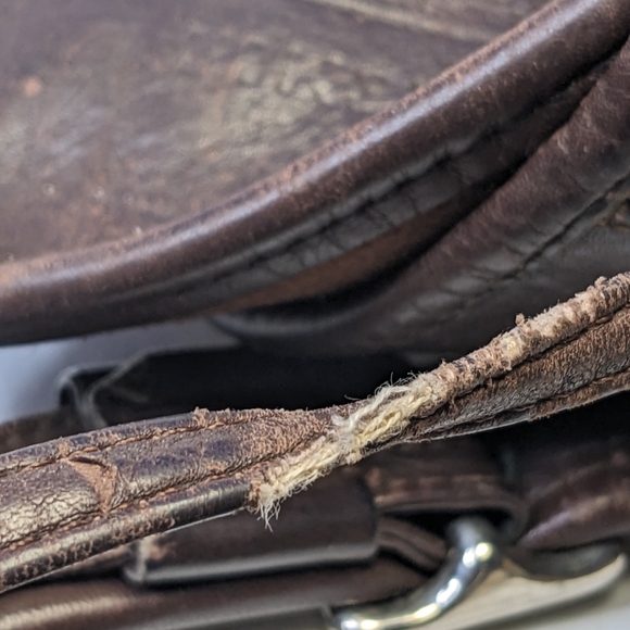 #10 Vintage Lula Smith Legacy Coach bucket brown bag cowhide leather distressed - Picture 7 of 9